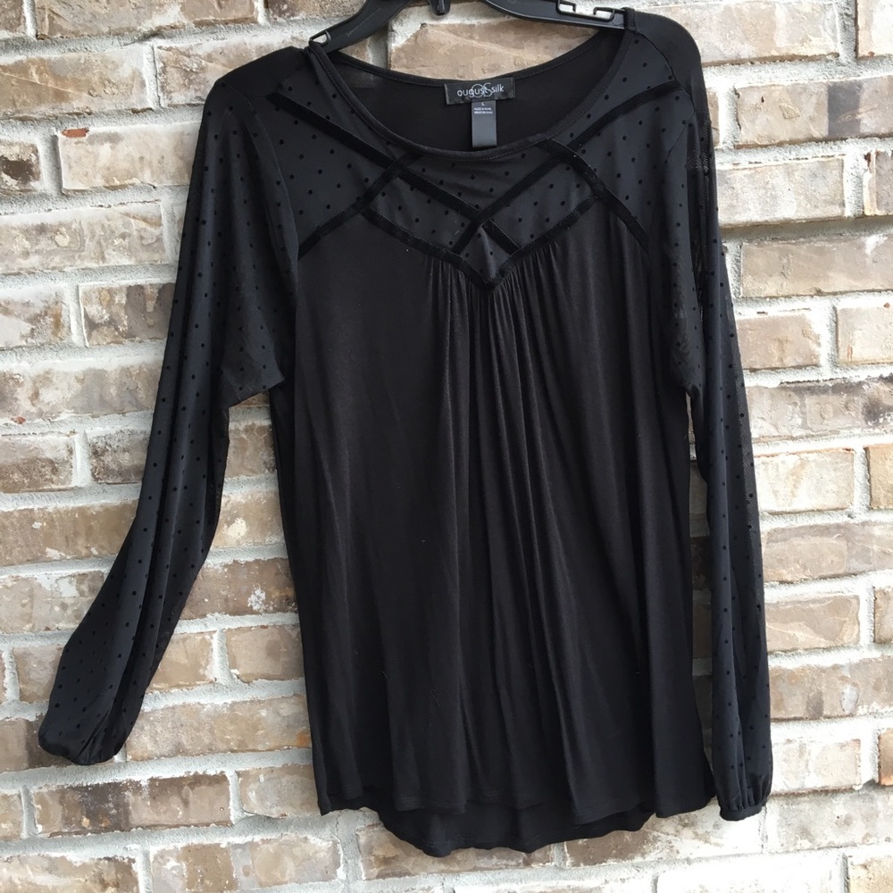 L August Silk knit top with mesh detail